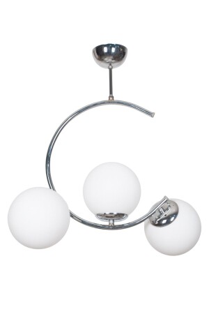 طراز MNZ-Julia تصميم خاص الهلال النموذج كروم اللون الأبيض الزجاجي مصباح العلق غرفة المعيشة - المطبخ - غرفة النوم 3-قطع الشنادل - Fer Avize