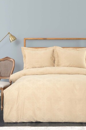 MNZ-Julio Beige 100% قطن ساتين غطاء غطاء مزدوج 200 مجموعة 20. 01. 0476 - Karaca Home