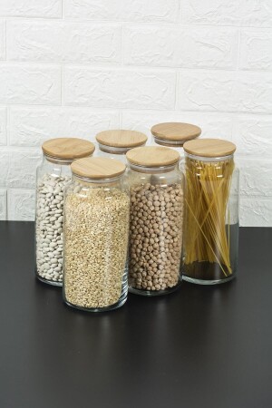 MNZ-Jumbo حجم 6 قطع بروتين زجاجي خالي مع غطاء بامبو - مجموعة العطور 1440ml ثلج -36 - Karçiçeği Home