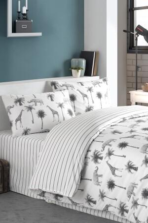 MNZ-Jungle Cotton Ranforce مضاعفة مضاعفة الجانبية غطاء القماش المكون 200x220 CTNTJU20 - Cote Blanc