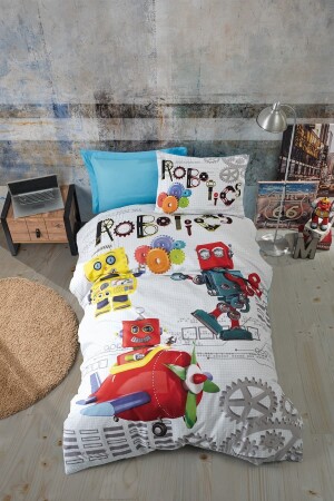 MNZ-Junior الواحد غطاء غطاء المجموعة الروبوت الأزرق 8680108053997 - Cotton Box