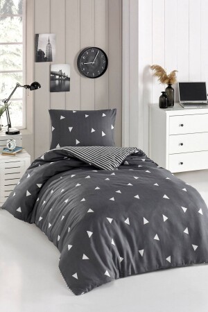 MNZ-Junior Duvet Cover Set Triangle Grey Ep-025994 - Eponj Home