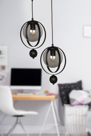 MNZ-Jupiter 2. li Chandelier زجاجات مدخنة سوداء BEG0025BEG02 - Begüsa