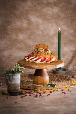 MNZ-Justwood Lucca 25 سم من الخشب تقديم كعكة دائرة وعلبة خدمة مع 10 سم من القدمين GW002 - kitchen trend