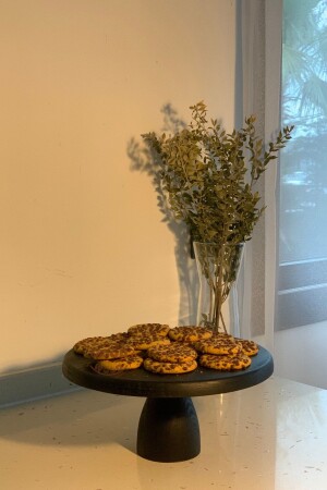 MNZ-Justwood Lucca Black 29 سم خشب 12 سم قدم كيك مستدير عرض للاستقبال TYC00781051833 - kitchen trend