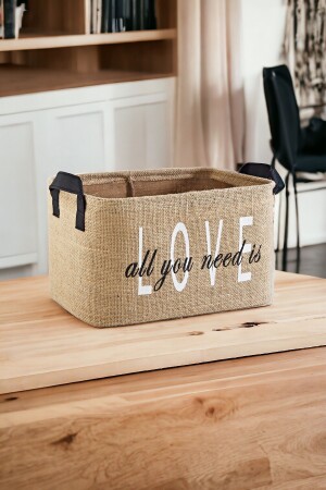 MNZ-Jute المخبأ غسيل الغسيل غرفة الأطفال لعبة منظمة التخزين القرص المنقلب 30x22x18 - Prendi Home