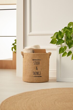 MNZ-Jute المخبأ غسيل الغسيل غرفة الأطفال منظمة الألعاب المنقلبة تخزين السلة منظمة 30x31 - Ocean Home Textile