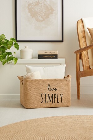 MNZ-Jute المخبز غسيل الغسيل غرفة الأطفال منظمة الألعاب المنقلبة تخزين السلة المنظم 42x31x25 - Ocean Home Textile