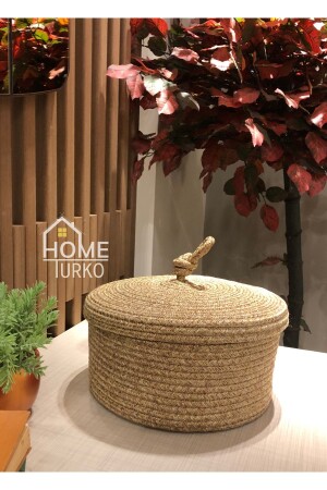 MNZ-Jute، سلة غطاء الوساطة، النسجة اليدوية، سلة المطبخ متعددة الأغراض، سلة حمام. HTSEPET-E001 - HomeTurko