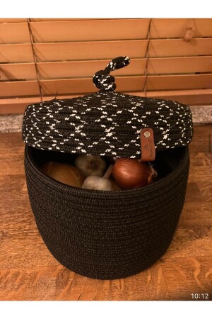 سلة مغطاة من الـ MNZ-Jute Wicker ، منسوجة باليد ، سلة متعددة الأغراض ، منظمة الحمام والمطبخ TYC006053895 - BEVEZ HOME