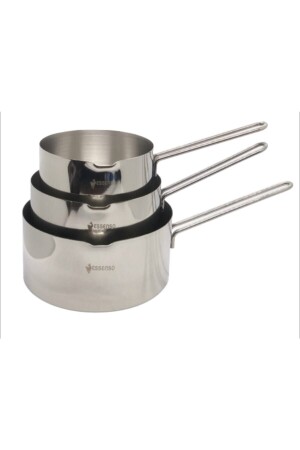 MNZ-Kaçerola جنجرة حليب مجموعة من 3 12 سم-14 سم-16 سم 0018 - İnci Çelik