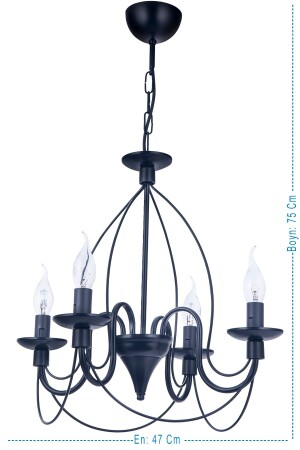 MNZ-Kale 4-piece Chandelier (أسود) PA. 0239 - polataydinlatma