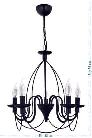(MNZ-Kale) 5 Piece Chandelier (BLACK) PA. 0219 - polataydinlatma