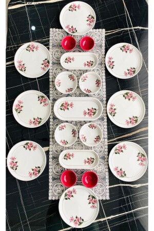 MNZ-Kar Çiçeki 19-قطعة الإفطار المخصصة لـ 8 أشخاص karmizi8-19 - VENÜS HOME DECORATION