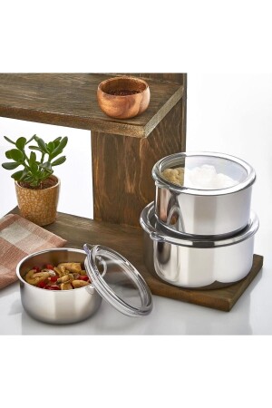 MNZ-Karat 12-14-16 سم حاوية تخزين من الفولاذ المقاوم للصدأ Dijonay غطاء الفراغ POLENTE44 - Polente HOME