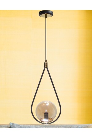MNZ-Katre Matte Black Honey Glass واحد مصباح 10106101 - MŞ Aydınlatma