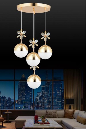 MNZ-Kelebek 4 قطع ذهب 3 لونات المثبتة مصباح اللوم LED كريستال الحجر الشنابل - İstanbul Avize