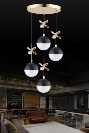 MNZ-Kelebek 4 قطع ذهبية مصباح LED حديث 1605040012581 - İstanbul Avize