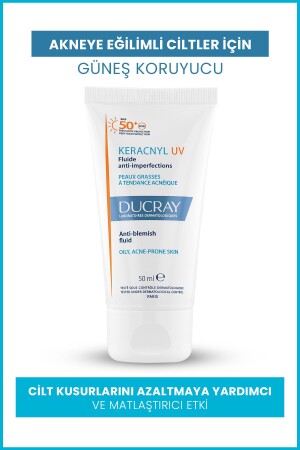 MNZ-Keracnyl Fluid SPF 50+ واقي الشمس للجلد المصاب بالدهون والثدي 50ml 240325 - Ducray