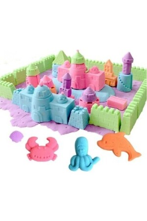 الرمال الملاعب من نوع MNZ-Kinetic 4 ألوان 2 كجم و 6 قوالب الرمل (الرمل السحري العلاجية) - Apiko Shop