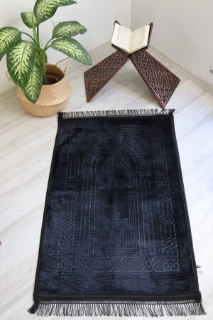 مقاس MNZ-King سميك بلوش صلاة السجادة غير المنزلق القاعدة S1016 الأسود - Bilenler