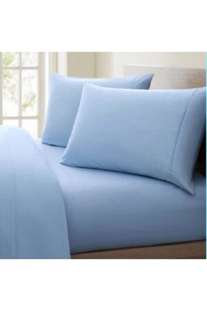 MNZ-King Size Cotton Satin Light Blue Duvet Cover Set kngmavac - METİNEV