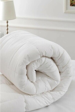 MNZ-King Size White Cotton Quilt صلبة الألياف الميكرو فيبر 210x190 سم 4 مواسم الاستخدام + الشتاء الكثيف - Abnturk