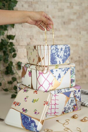 حاوية تخزين معدني ذات نمط من MNZ-Kint Sugi، صندوق تنظيم، منظمة تجميل ERB13U5 - Evle