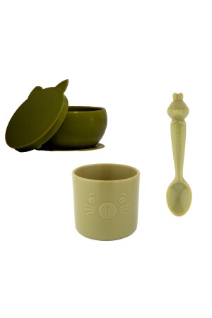 MNZ-Kitten & Bubu & Ham Set (أطباق الفراغ السيليكوني & كوب & ملعقة) KITTENBUBUHAMHAM - pandish