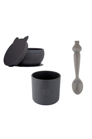 MNZ-Kitten & Bubu & Hamham Set (صفحة الفراغ السيليكوني & كوب & ملعقة) KITTENBUBUHAMHAM - pandish