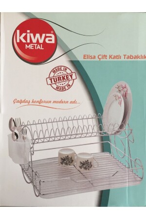 MNZ-Kiwa سلة الأطباق مزدوجة طابق طاولة رف إيليسا نموذج - Kiwa Metal