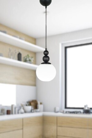 MNZ-Koza واحد مصباح معلق أسود شمعة مع الزجاج الأبيض - Taşcan Aydınlatma