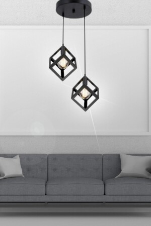 MNZ-Küpür 2-piece Black Pendant Lamp Chandelier - غرفة النوم - غرفة المعيشة - المطبخ - القاعة Küpü-R2 - TEKFA