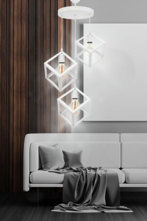MNZ-Küpür 3-piece White Pendant Lamp Chandelier - غرفة النوم - غرفة المعيشة - المطبخ - القاعة Küpü-R3 - TEKFA