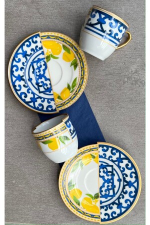 MNZ-Kütahya اثنين نمط، نمط مزدوج ليمون سلسلة كوب قهوة مجموعة لشخصين 12345672 - porselenden