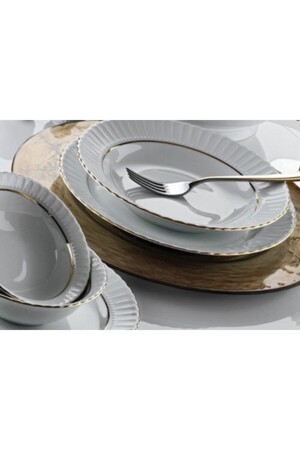 MNZ-Kütahya Sedef مزخرف 24 قطعة طعام الخنزير المعدل SDFKTH - Kütahya Porselen