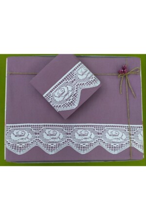 MNZ-Lace دودي عصير التفاح مزدوج غطاء غطاء مجموعة ÇFT5852 - Çeyiz Bahçesi