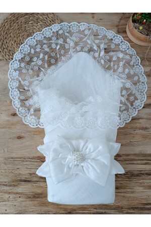 MNZ-Lacy Dowry Swaddle Blanket Unisex Special Series هدية مستشفى الخروج لفاة الطفل Mevlütluk KND45394 - Tomuycuk