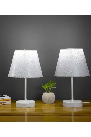 MNZ-Lacy White Modern Double Bedroom Lampshade مصباح الطاولة الأبيض للساقين مصباح ABS مصباح 5000x2 - Vivido Abajur