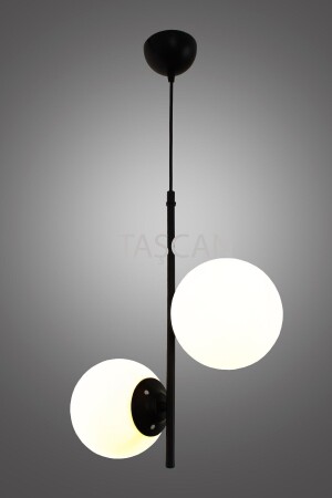 MNZ-Ladin 2 Piece لامپ اللقاء الأسود شمعة الزجاج البيضاء - Taşcan Aydınlatma