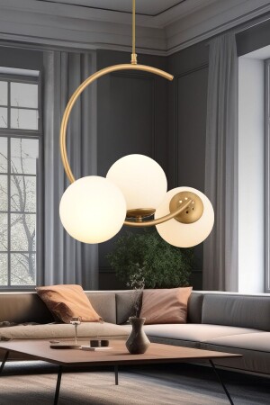 MNZ-Ladre 3-piece White Glass Antique Painted Modern Pendant Lamp - المطبخ والغرف النوم والصالة الشنادل - Apliqa