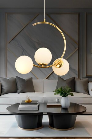 MNZ-Ladre 3-piece White Glass Gold مصباح العدوان الحديث، المطبخ، غرفة النوم، غرفة المعيشة الشنادل 3754-03-GD - Apliqa