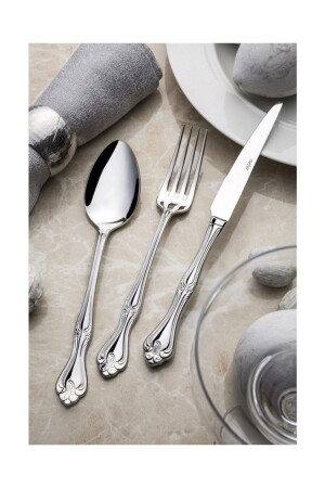 MNZ-Lalezar Sade 89 قطعة شوك و سكين و ملعقة مجموعة 03 - Nehir