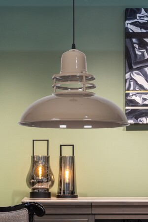 مصباح MNZ-Lantern تصميم حديث مصباح العصبة المعدنية البني مصباح العصبة لون الكافي - المطبخ واحد شمعة FNR5533 - Fer Avize