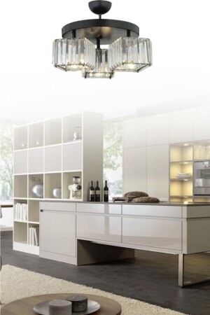 MNZ-Lara 3 قطع سوداء K-10 شمعة حجر الكريستال 130504000189 - İstanbul Avize