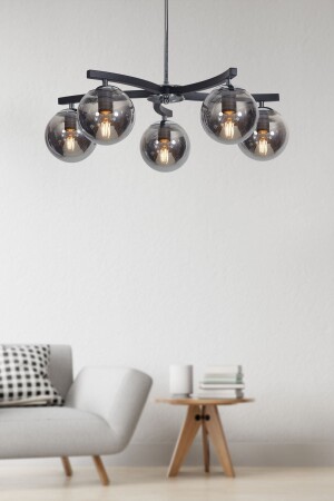 MNZ-Lara 5-piece Chrome-black Metal Body دخان الزجاج التصميم الفاخرة الشنابل LZRNAVZ117 - Luzarana