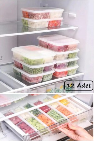 MNZ-Large 12 Pieces 4 Compartments حاوية تخزين الوجبات والمخضروات المجمدة - صندوق اللحوم المزقجة - Bayev
