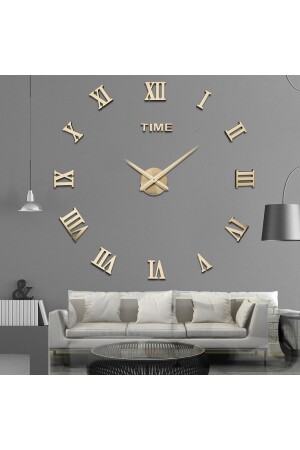 MNZ-Large Size 3d Wall Clock 3d رومي رقم كبير ساعة الحائط (الذهب) GS 80 ROMA SAAT - GİZEM SHOP