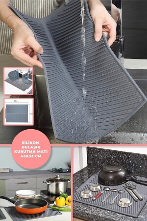 MNZ-Large Size سليكوني المطبخ جفاف المطبخ المطبخ رف المطبخ المطبخ المطبخ الأنتراكيت 44 × 33 سم - Vigentino