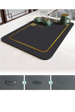 MNZ-Large Size 50x40cm مطاط صحن جفاف المطبخ طلاء طاولة قاب قاب قابلة للتثبيت رف صحن المكتب ew-bls123 - KÜÇÜK EW